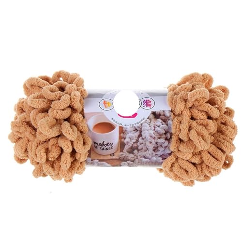3 Stück 100 g/Rolle Polyester Finger Loops Garn handgewebt dicker Faden for Selberstricken und Häkeln von Deckenpullovern(6607 khaki) von GXMDSGZ