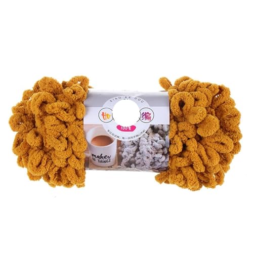 3 Stück 100 g/Rolle Polyester Finger Loops Garn handgewebt dicker Faden for Selberstricken und Häkeln von Deckenpullovern(6608 tumeric) von GXMDSGZ