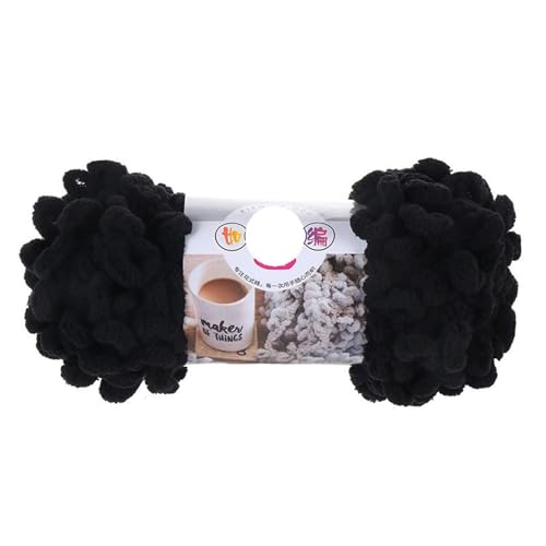 3 Stück 100 g/Rolle Polyester Finger Loops Garn handgewebt dicker Faden for Selberstricken und Häkeln von Deckenpullovern(6615 black) von GXMDSGZ