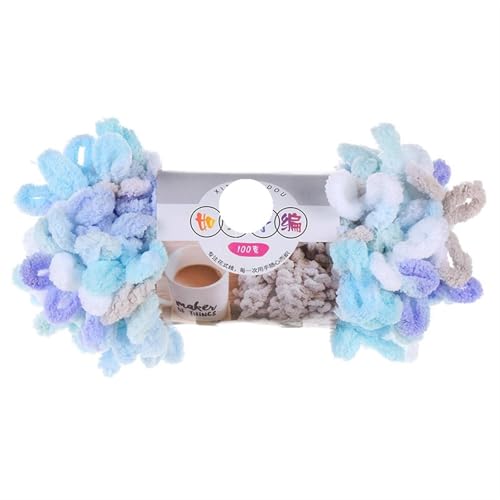 3 Stück 100 g/Rolle Polyester Finger Loops Garn handgewebt dicker Faden for Selberstricken und Häkeln von Deckenpullovern(D039 blue purple) von GXMDSGZ