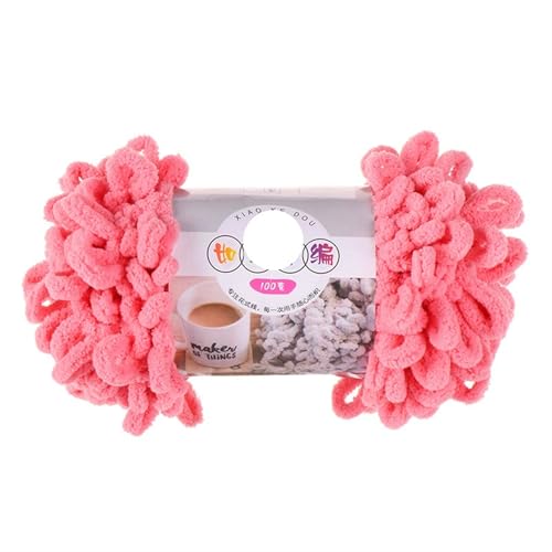 3 Stück 100 g/Rolle Polyester Finger Loops Garn handgewebt dicker Faden for Selberstricken und Häkeln von Deckenpullovern(Deeo Pink) von GXMDSGZ
