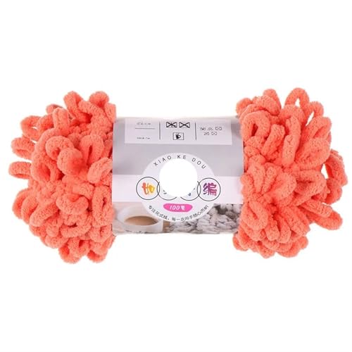 3 Stück 100 g/Rolle Polyester Finger Loops Garn handgewebt dicker Faden for Selberstricken und Häkeln von Deckenpullovern(Light Orange) von GXMDSGZ