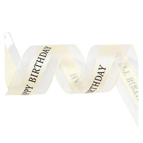 50 Yards/Rolle Verpackungsband, bedruckt mit „Happy Birthday“-Band, Kuchendekorationsband(Light yellow) von GXMDSGZ