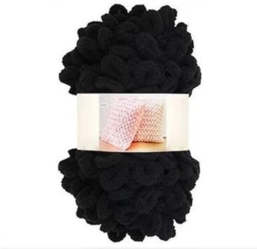 Fingerschlaufenfaden, Donut-Ohrgarn, DIY, handgefertigtes Dekokissen, dick gestrickter Schal, Decke, grobes Garn, Garnmasse(6615 Black) von GXMDSGZ