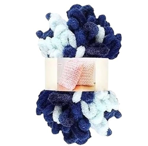 Fingerschlaufenfaden, Donut-Ohrgarn, DIY, handgefertigtes Dekokissen, dick gestrickter Schal, Decke, grobes Garn, Garnmasse(D338 Starry Blue) von GXMDSGZ