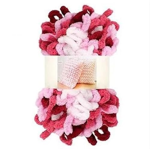 Fingerschlaufenfaden, Donut-Ohrgarn, DIY, handgefertigtes Dekokissen, dick gestrickter Schal, Decke, grobes Garn, Garnmasse(D349 Neon Red) von GXMDSGZ