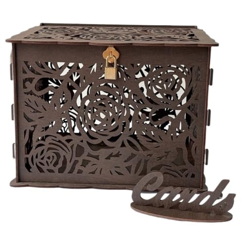 GXMDSGZ Hochzeit Kartenbox Braune Rosen-Hochzeitskartenbox, Holzkartenbox for Empfang, Flitterwochen-Fondskartenbox, Abschlussfeier GXMDSGZ Hochzeit Kartenbox Braune Rosen-Hochzeitskartenbox, Holzkartenbox for Empfang, Flitterwochen-Fondskartenbox, Abschlussfeier von GXMDSGZ