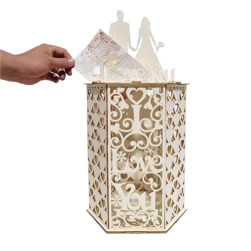 GXMDSGZ Hochzeit Kartenbox Hochzeitskartenbox „Herr und Frau“ Hochzeitsbedarf DIY Paar Mesh Visitenkarte Holzbox Geburtstagsdekoration Hochzeitsdeko(Color2) von GXMDSGZ