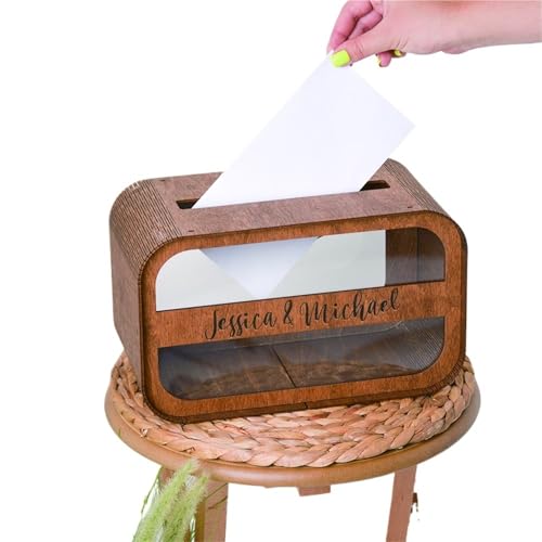 GXMDSGZ Hochzeit Kartenbox Hochzeitskartenbox Holz Grußkartenboxen Spardose for Gäste Empfang Jahrestag Verlobung Hochzeitsdeko(Color2) von GXMDSGZ
