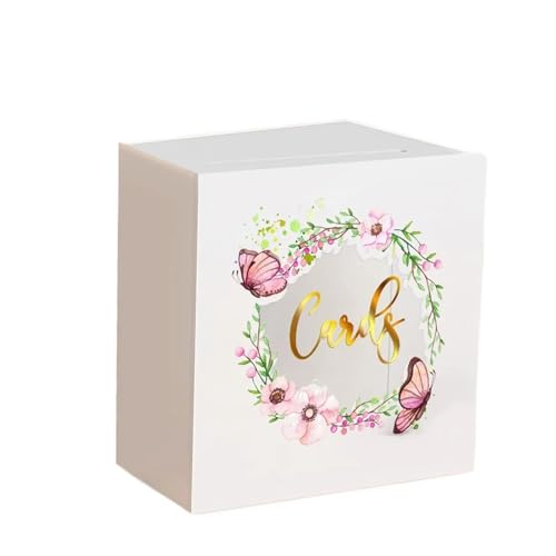 GXMDSGZ Hochzeit Kartenbox Hochzeitskartenbox mit Schlitz, Umschlag, Kartenhalter, Blumendruck, vielseitige Accessoire-Box for Geburtstage(White 2) von GXMDSGZ