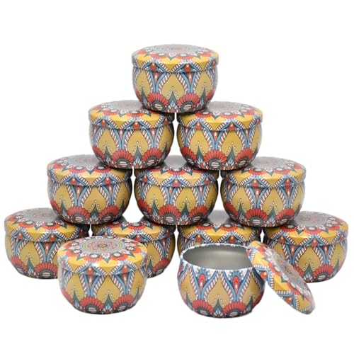 GXMDSGZ KerzengläSer 12 Stück Leere Kerzendosen aus Eisen for Selbermachen von Kerzen mit Aufbewahrungsbox for trockene Gewürze und Süßigkeiten FüR DIY Handwerk(Tin Can-10) von GXMDSGZ