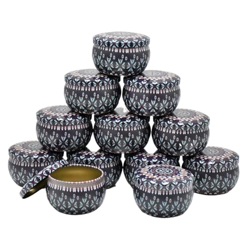 GXMDSGZ KerzengläSer 12 Stück Leere Kerzendosen aus Eisen for Selbermachen von Kerzen mit Aufbewahrungsbox for trockene Gewürze und Süßigkeiten FüR DIY Handwerk(Tin Can-5) von GXMDSGZ