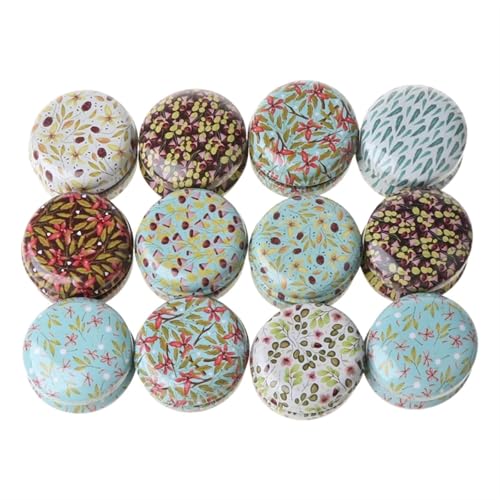 GXMDSGZ KerzengläSer 12 stücke Mini Elegante Blume Blechdose DIY Kerze Jar Balsam Runde Leere Lippenstift Fall FüR DIY Handwerk(E) von GXMDSGZ