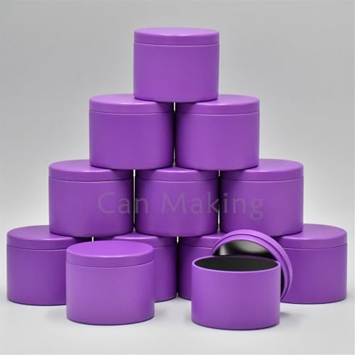GXMDSGZ KerzengläSer 12er-Pack Schwarze Kerzendosen mit je 4 oz, ästhetisch ansprechende Gläser mit sicheren Deckeln zur Kerzenherstellung FüR DIY Handwerk(4oz-Purple) von GXMDSGZ