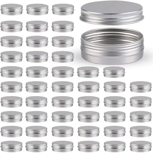 GXMDSGZ KerzengläSer 48 Stück 5g 10g 15g 20g 30g 50g Leere Aluminiumdosen, runde Gläser aus silbernem Metall mit Schraubdeckel for Salben, Gewürze, Kerzen, Lippenstift FüR DIY Handwerk(10g Silver) von GXMDSGZ