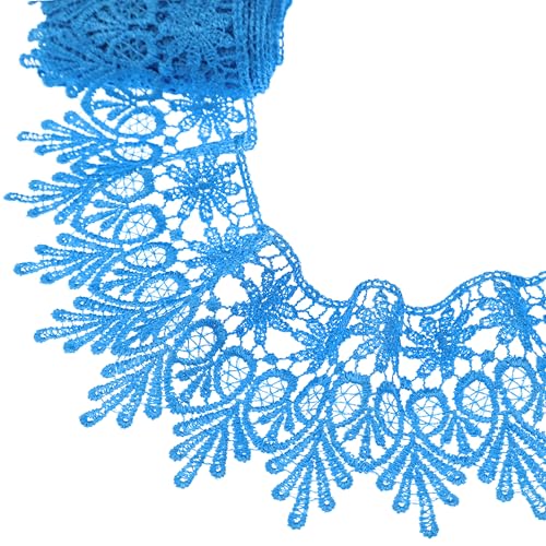 GXTIZAS Blauer Spitzenbesatz, breite bestickte Spitzenrand, Venedig, florales Spitzenband zum Nähen, Basteln, Kissenbezug, 4,5 m GXTIZAS Blauer Spitzenbesatz, breite bestickte Spitzenrand, Venedig, florales Spitzenband zum Nähen, Basteln, Kissenbezug, 4,5 m von GXTIZAS