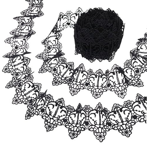 GXTIZAS Schwarzes Spitzenband, bestickt, 4,5 m, Venise-Rand zum Nähen, Basteln, Kissenbezug GXTIZAS Schwarzes Spitzenband, bestickt, 4,5 m, Venise-Rand zum Nähen, Basteln, Kissenbezug von GXTIZAS