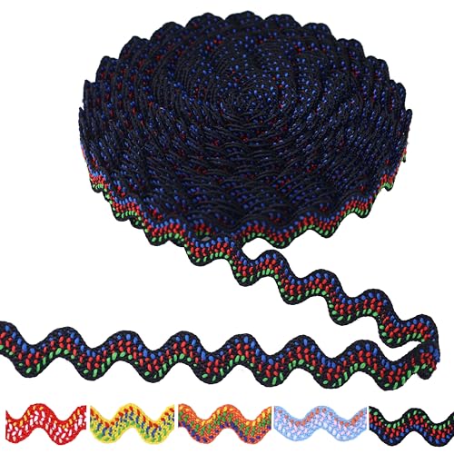 Rick Rack Wave Biegende Fransenborte 9,1 m gewelltes Polyester Rick Rack Trim zum Nähen, Basteln, Kissen, Kostüme, Schwarz Rick Rack Wave Biegende Fransenborte 9,1 m gewelltes Polyester Rick Rack Trim zum Nähen, Basteln, Kissen, Kostüme, Schwarz von GXTIZAS