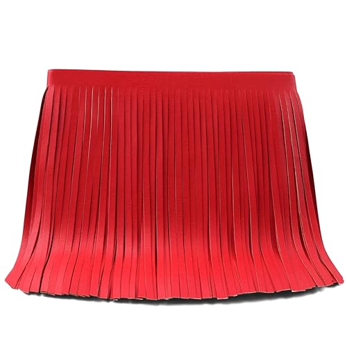 Rote Fransenborte aus PU-Leder, 20,3 cm, Quastenborte zum Nähen, Basteln, Kleidung, Taschen, Dekoration (2 Yards) von GXTIZAS