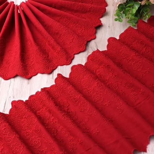 Spitzenborte aus Baumwolle, Blumenmuster, gewellt, 21,8 cm breit, Stoff-Spitzenborte zum Nähen von Kleidern, Babykleidung, Heimdekoration, Burgunderrot Spitzenborte aus Baumwolle, Blumenmuster, gewellt, 21,8 cm breit, Stoff-Spitzenborte zum Nähen von Kleidern, Babykleidung, Heimdekoration, Burgunderrot von GXTIZAS