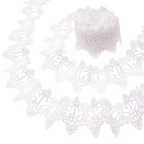 Weißer Spitzenbesatz, besticktes Spitzenband, 4,5 m, Venise-Rand zum Nähen, Basteln, Kissenbezug Weißer Spitzenbesatz, besticktes Spitzenband, 4,5 m, Venise-Rand zum Nähen, Basteln, Kissenbezug von GXTIZAS