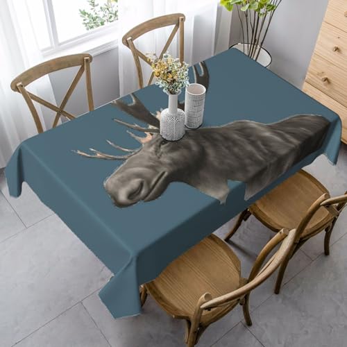 GXUNGT Elegante rechteckige Tischdecke mit Elch-Druck, für Ess-, Küchen- und Outdoor-Tische und Bauernhaus-Dekoration von GXUNGT
