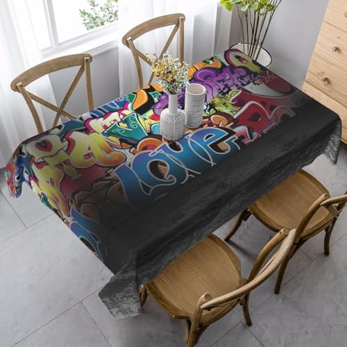 GXUNGT Elegante rechteckige Tischdecke mit Graffiti-Hip-Hop-Druck, für Ess-, Küchen- und Outdoor-Tische und Bauernhaus-Dekoration GXUNGT Elegante rechteckige Tischdecke mit Graffiti-Hip-Hop-Druck, für Ess-, Küchen- und Outdoor-Tische und Bauernhaus-Dekoration von GXUNGT