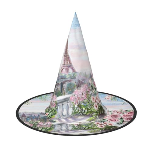 GXUNGT Halloween-Hexenhut, Motiv: Pariser Eiffelturm mit Blumendruck, Zaubererhut, geeignet für Karneval, Weihnachten, Maskerade, Cosplay-Party GXUNGT Halloween-Hexenhut, Motiv: Pariser Eiffelturm mit Blumendruck, Zaubererhut, geeignet für Karneval, Weihnachten, Maskerade, Cosplay-Party von GXUNGT