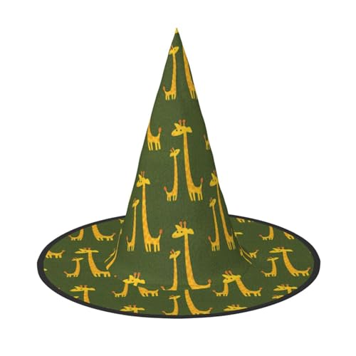 GXUNGT Halloween-Hexenhut mit Cartoon-Giraffen-Druck, Zaubererhut, geeignet für Karneval, Weihnachten, Maskerade, Cosplay-Party von GXUNGT
