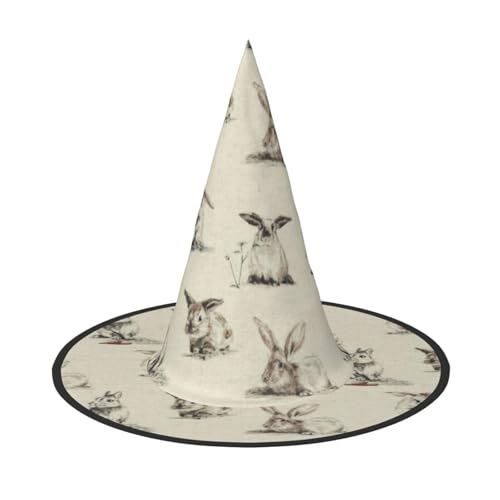 GXUNGT Hasen-Hintergrunddruck, Halloween-Hexenhut, Zaubererhut, geeignet für Karneval, Weihnachten, Maskerade, Cosplay-Party GXUNGT Hasen-Hintergrunddruck, Halloween-Hexenhut, Zaubererhut, geeignet für Karneval, Weihnachten, Maskerade, Cosplay-Party von GXUNGT