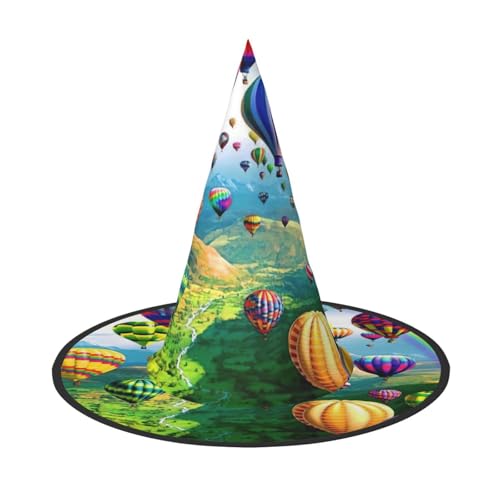 GXUNGT Heißluftballon-Druck, Halloween-Hexenhut, Zaubererhut, geeignet für Karneval, Weihnachten, Maskerade, Cosplay-Party GXUNGT Heißluftballon-Druck, Halloween-Hexenhut, Zaubererhut, geeignet für Karneval, Weihnachten, Maskerade, Cosplay-Party von GXUNGT