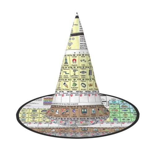 GXUNGT Hexenhut mit Periodensystem der Elemente, Halloween-Hexenhut, Zaubererhut, geeignet für Karneval, Weihnachten, Maskerade, Cosplay-Party GXUNGT Hexenhut mit Periodensystem der Elemente, Halloween-Hexenhut, Zaubererhut, geeignet für Karneval, Weihnachten, Maskerade, Cosplay-Party von GXUNGT