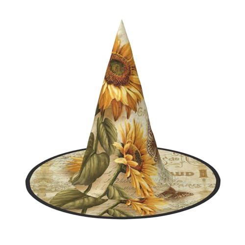GXUNGT Hexenhut mit Retro-Sonnenblumen-Druck, Hexenhut, Zaubererhut, geeignet für Karneval, Weihnachten, Maskerade, Cosplay-Party GXUNGT Hexenhut mit Retro-Sonnenblumen-Druck, Hexenhut, Zaubererhut, geeignet für Karneval, Weihnachten, Maskerade, Cosplay-Party von GXUNGT
