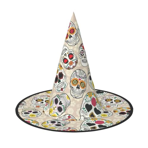 GXUNGT Hexenhut mit mexikanischem Totenkopf-Motiv, Halloween-Hexenhut, Zaubererhut, geeignet für Karneval, Weihnachten, Maskerade, Cosplay-Party GXUNGT Hexenhut mit mexikanischem Totenkopf-Motiv, Halloween-Hexenhut, Zaubererhut, geeignet für Karneval, Weihnachten, Maskerade, Cosplay-Party von GXUNGT