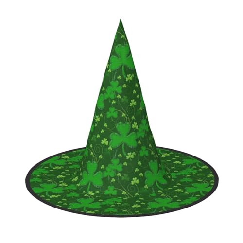 GXUNGT Hintergrund St. Patrick's Day Glitzer-Druck, Halloween-Hexenhut, Zaubererhut, geeignet für Karneval, Weihnachten, Maskerade, Cosplay-Party von GXUNGT