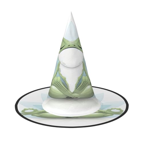 GXUNGT Lustiger Yoga-Frosch-Druck, Halloween-Hexenhut, Zaubererhut, geeignet für Karneval, Weihnachten, Maskerade, Cosplay-Party GXUNGT Lustiger Yoga-Frosch-Druck, Halloween-Hexenhut, Zaubererhut, geeignet für Karneval, Weihnachten, Maskerade, Cosplay-Party von GXUNGT