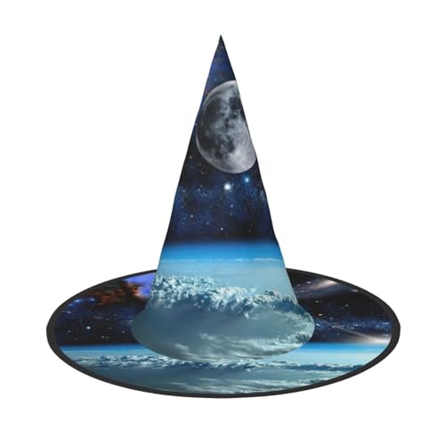 GXUNGT Weltraumplaneten-Druck, Halloween-Hexenhut, Zaubererhut, geeignet für Karneval, Weihnachten, Maskerade, Cosplay-Party von GXUNGT