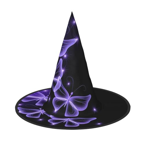 GXUNGT Wunderschöner lila Schmetterlings-Druck, Halloween-Hexenhut, Zaubererhut, geeignet für Karneval, Weihnachten, Maskerade, Cosplay-Party GXUNGT Wunderschöner lila Schmetterlings-Druck, Halloween-Hexenhut, Zaubererhut, geeignet für Karneval, Weihnachten, Maskerade, Cosplay-Party von GXUNGT
