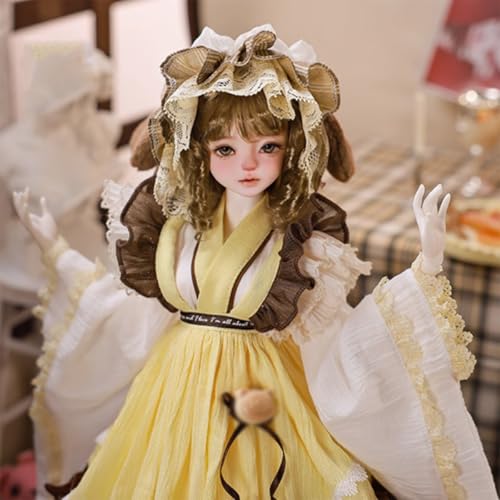 Handbemalt BJD-Puppe 1/4, 44 cm groß Rollenspiel Kugelgelenkpuppe Lange Haare SD-Puppe mit kompletter Kleidung, für Valentinstagsgeschenke von GYHCB