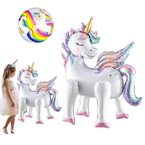 GYHWOFUL Einhorn Deko Kindergeburtstag, 3D Stehend Einhorn Luftballon+ 45cm Einhorn Party Folienballon, Mädchen Kindergeburtstag Deko, Unicorn Party & Dekoration von GYHWOFUL