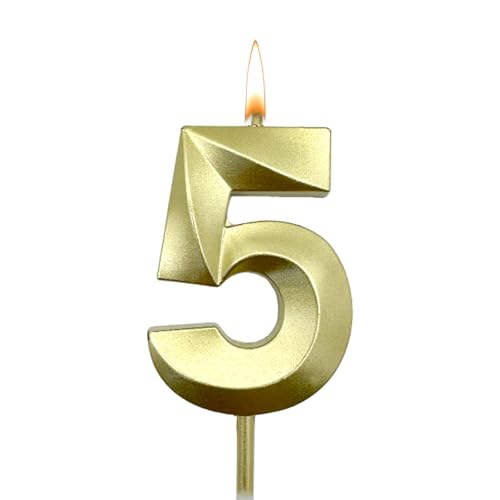 GYHWOFUL Geburtstagskerzen Zahlen 5, 3D Blau Zahlen Buchstaben Kerze, happy birthday Kuchendeko, kerze für Geburtstag, Party, Hochzeit, Jubiläum, Junge, Mädchen, Gold GYHWOFUL Geburtstagskerzen Zahlen 5, 3D Blau Zahlen Buchstaben Kerze, happy birthday Kuchendeko, kerze für Geburtstag, Party, Hochzeit, Jubiläum, Junge, Mädchen, Gold von GYHWOFUL