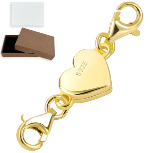 GYHWOFUL Liebe Magnetverschluss Kette, Kettenverlängerung Sterling Silber 925, Magnet Kettenverschluss Silber für Armbänder, DIY Jewellery Making Accessories, Halskette, Verlängerungskette (Gold) von GYHWOFUL