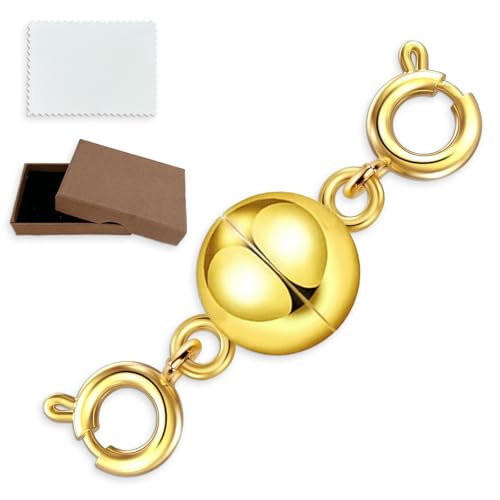 GYHWOFUL Magnetverschluss Kette, Kettenverlängerung Sterling, Magnet Kettenverschluss Silber 925 für Armbänder, DIY Jewellery Making Accessories, Halskette, Verlängerungskette Gold von GYHWOFUL