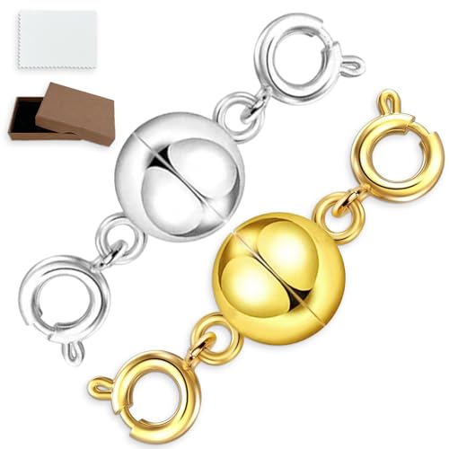 GYHWOFUL 2 Stück Magnetverschluss Kette, Kettenverlängerung Sterling, Magnet Kettenverschluss Silber 925 für Armbänder, DIY Jewellery Making Accessories, Halskette, Verlängerungskette (Gold Silber) GYHWOFUL 2 Stück Magnetverschluss Kette, Kettenverlängerung Sterling, Magnet Kettenverschluss Silber 925 für Armbänder, DIY Jewellery Making Accessories, Halskette, Verlängerungskette (Gold Silber) von GYHWOFUL