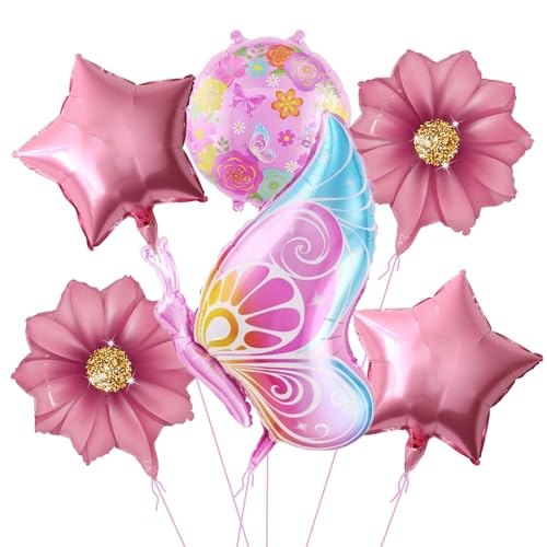 GYHWOFUL Schmetterling Geburtstag Deko Set für Mädchen, Schmetterling Luftballon Party Deko, Schmetterling Folienballon kindergeburtstag deko von GYHWOFUL