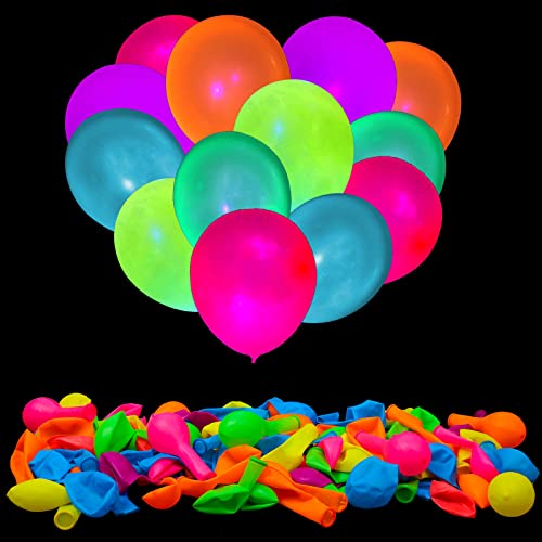100 Stück UV Neon Luftballons Neon Glüh Party Luftballons UV Schwarzlicht Luftballons leuchten im Dunkeln für Geburtstagsdekorationen Leuchtende Party Zubehör von GYIPFIPA