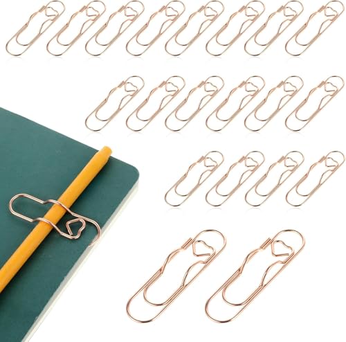 Multifunktionale Stiftklammern, 20 Stück Stifthalter für Notizbuch, Metall-Stiftklammern mit Herz, tragbare Metall-Büroklammern, niedliches Tagebuch, Büroklammern, großer Stifthalter (Gold) von GYJZZW