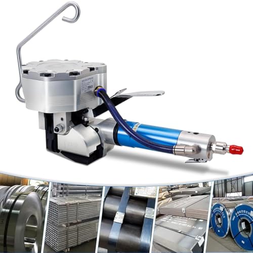 GYKOZY Pneumatische Stahlumreifungsmaschine, Metall-Schmelzballenpresse für die Industrie, Verpackungsbandierwerkzeug für 3/4" (19 mm) von GYKOZY