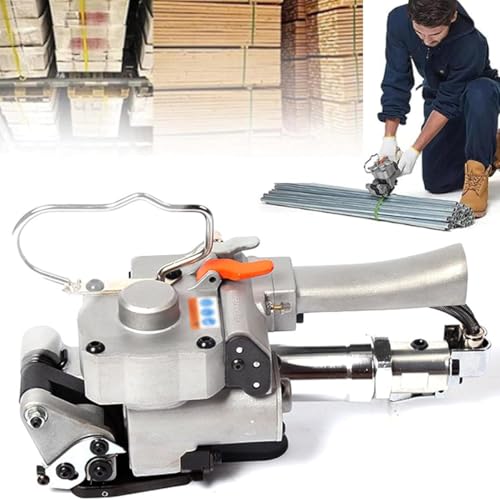 GYKOZY Pneumatisches Schweißumreifungsgerät - 13-19 mm / 19-25 mm breites PET-Kunststoff-Stahl-Verpackungsband, tragbare dichtungslose Metallbanderoliermaschine (19cm) von GYKOZY