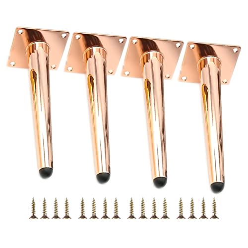 möbelfüße Sofa füße Schreibtisch füße Set mit 4 geraden Möbelbeinen aus Metall, konische TV-Schrankfüße, DIY-Ersatzteile für Sofa, Tisch, Couch, Schrank, Sessel, Ottomane (25 cm, Roségold) Se von GYLRFA